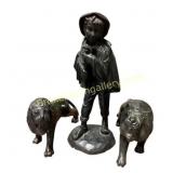 Carved Black Wood Figurine Set