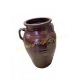 Large Brown Glazed Stoneware Pot With Handles