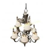 Two-Tier Metal Chandelier With Shades
