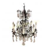 Crystal and Metal Twelve-Light Chandelier