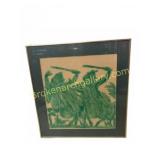 Framed Green Relief Art, 24x24 Inches