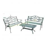 Cast Iron Garden Bench Set with Table