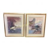 Framed Asian-Style Watercolor Paintings