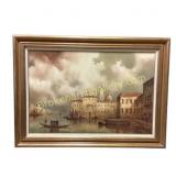 Framed Painting of Venetian Scene by I. Costello