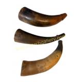 Group of Three Antique Powder Horns