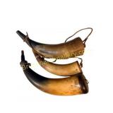 Group of Three Antique Powder Horns