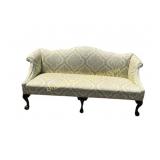 Vintage Chippendale Style Upholstered Settee