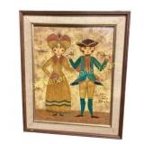 Framed Folk Art Painting by E. Brink