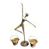 Brass Ballerina Figure and Bucket Set