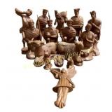 African Inspired Hand Carved Wood Nativity Sculptu