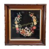 Victorian Walnut Shadowbox with Mourning Wreath