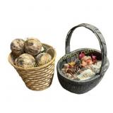 Two Decorative Baskets With Contents