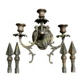 Ornate Metal Wall Sconce With Finials
