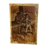Sepia Tone Painting of Two Colonial Figures