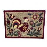 Handmade Wool Hooked Folk Art Rug
