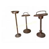 Three Metal Ashtrays, 32, 28, 27 in.