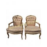 French-Style Armchairs with Plaid