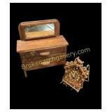 Hand Made Doll Dresser, Miniature Cuckoo Clock