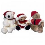 Holiday Plush Bear Trio: Ty, GUND, Fannie May