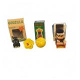 Three Boxed Wind-Up Toys, Godzilla, &
