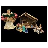 Vintage Nativity Set, Paper Mache Angel