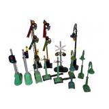 Assortment of Model Train Light and Semaphores