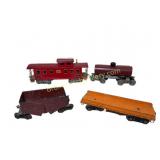 Lot of Four Prewar Standard Gauge Model Train Cars