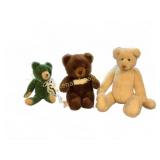Three Plush Teddy Bears Assorted