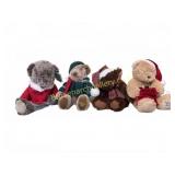 4 Holiday Teddy Bears: Godiva, Ganz, G