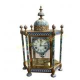 Enameled Brass and Glass Mantle Clock