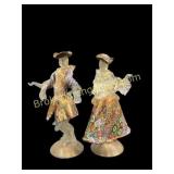 Pair Murano Venetian Goldoni  Figures