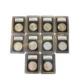 10 MS67 Morgan & Peace Silver Dollars