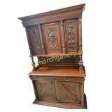 Henry II-Style Carved Oak Buffet Cabinet