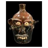 Folk Art Pottery Face Jug