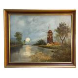 Pastoral European Landscaps with Windmill