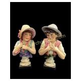 Pair German Bisque Figural Busts