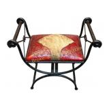 Vanity Bench with Red Leather and Hide