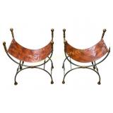 Pair of Curule-Style Stools