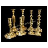 Four Pair Brass Candlesticks