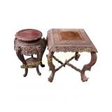 Two Chinese Carved Hardwood Occasional Tables