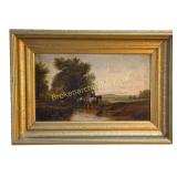 Oil Painting with Figures Atop Horses