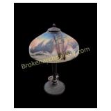Antique Reverse Painted Shade Lamp