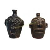 Two Marvin Bailey Face Jugs
