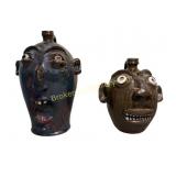 Two Marvin Bailey Face Jugs