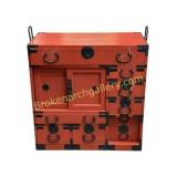Red Laquered Japanese Tansu Chest