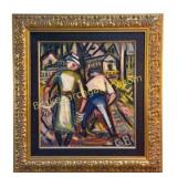 Fauvist inspired Painting with Laboring Figures