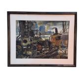 Reginald Marsh Harbor Scene Watercolor