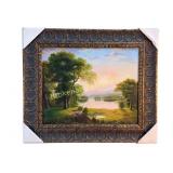 Picturesque Landscape Painting with Lake