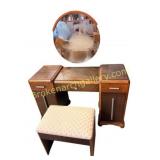 Art Deco Waterfall Vanity w Mirror and Bench