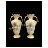 Pair Victorian Porcelain Mantle Urns